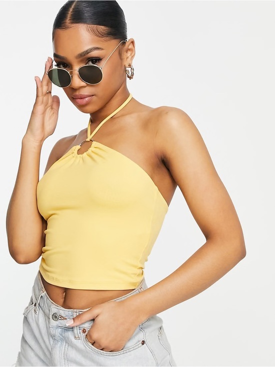Abercrombie & Fitch Tops - Abercrombie & Fitch Pale Yellow Halter Keyhole Crop Top